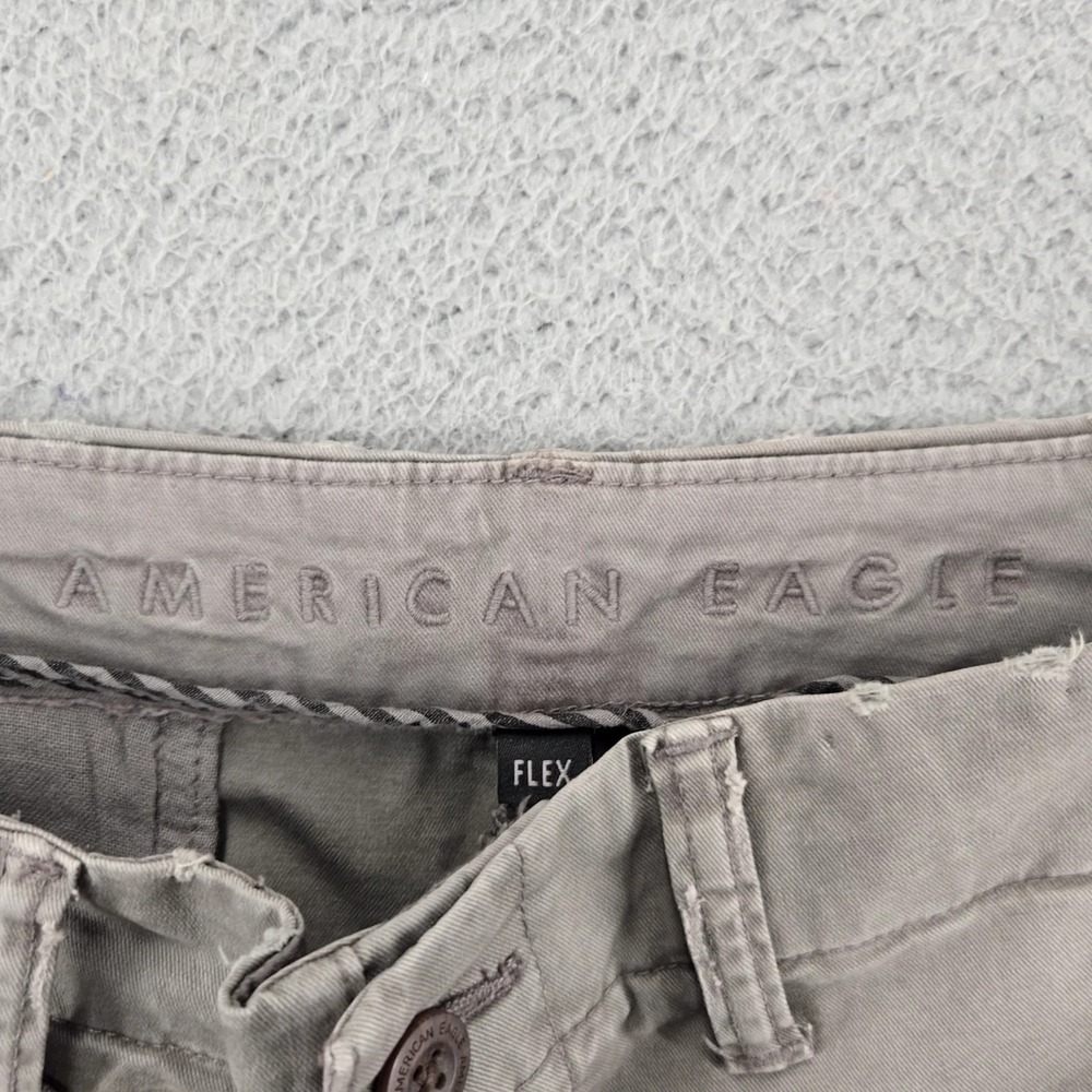 American Eagle Pants Mens 32x32 Gray Thrashed Chino Straight Leg Flex Mid Rise - Picture 7 of 11
